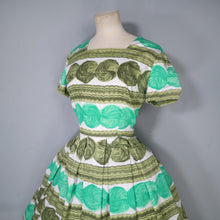 Load image into Gallery viewer, 60s HANDMADE PAINTERLY GREEN SPOT COTTON DAY DRESS - S