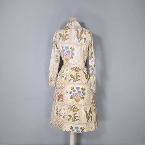 60s SERBIN BOTANICAL PRINT DRESS WITH QUILTED SKIRT - XS-S