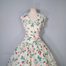 Load image into Gallery viewer, 50s NYLON FULL SKIRTED ROMANTIC ROSE PRINT DRESS - S