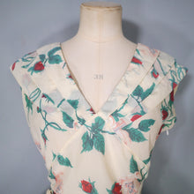 Load image into Gallery viewer, 50s NYLON FULL SKIRTED ROMANTIC ROSE PRINT DRESS - S