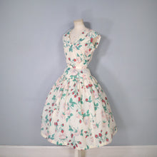 Load image into Gallery viewer, 50s NYLON FULL SKIRTED ROMANTIC ROSE PRINT DRESS - S