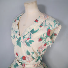 Load image into Gallery viewer, 50s NYLON FULL SKIRTED ROMANTIC ROSE PRINT DRESS - S