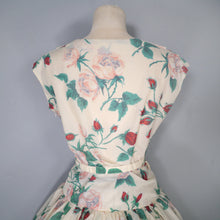 Load image into Gallery viewer, 50s NYLON FULL SKIRTED ROMANTIC ROSE PRINT DRESS - S