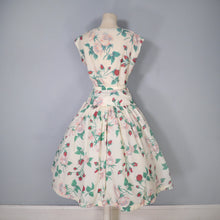 Load image into Gallery viewer, 50s NYLON FULL SKIRTED ROMANTIC ROSE PRINT DRESS - S