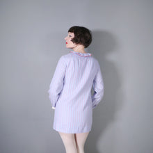 Load image into Gallery viewer, 60s YOUNG EDWARDIANS PASTEL BLUE STRIPED SHIRT MINI DRESS WITH DAISY LACE BUTTONS - XS