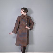 Load image into Gallery viewer, 40s TREWARNE GREY AND ORANGE STRIPED ART DECO WOOL COAT - M