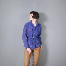 Load image into Gallery viewer, 70s EMBROIDERED LIGHT COTTON DENIM SHIRT JACKET - M-L