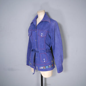 70s EMBROIDERED LIGHT COTTON DENIM SHIRT JACKET - M-L