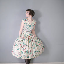 Load image into Gallery viewer, 50s NYLON FULL SKIRTED ROMANTIC ROSE PRINT DRESS - S