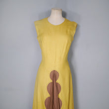 Load image into Gallery viewer, 60s STRIKING MUSTARD YELLOW LINEN WITH COLOURBLOCK SCALLOP PLEAT - S