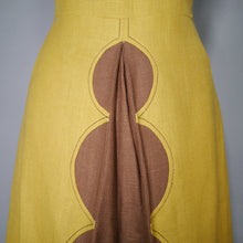 Load image into Gallery viewer, 60s STRIKING MUSTARD YELLOW LINEN WITH COLOURBLOCK SCALLOP PLEAT - S