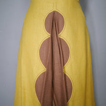 Load image into Gallery viewer, 60s STRIKING MUSTARD YELLOW LINEN WITH COLOURBLOCK SCALLOP PLEAT - S