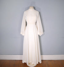 Load image into Gallery viewer, 70s CREAM COLOURED FESTIVAL / BOHEMIAN MAXI DRESS WITH ANGEL SLEEVE - S