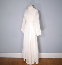 Load image into Gallery viewer, 70s CREAM COLOURED FESTIVAL / BOHEMIAN MAXI DRESS WITH ANGEL SLEEVE - S