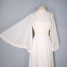 Load image into Gallery viewer, 70s CREAM COLOURED FESTIVAL / BOHEMIAN MAXI DRESS WITH ANGEL SLEEVE - S