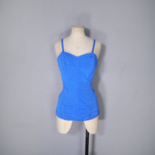 Load image into Gallery viewer, 50s / 60s  BRIGHT BLUE ST MICHAEL RUCHED SWIMSUIT - M-L