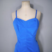 Load image into Gallery viewer, 50s / 60s  BRIGHT BLUE ST MICHAEL RUCHED SWIMSUIT - M-L