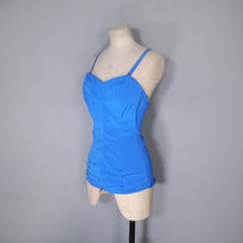 Load image into Gallery viewer, 50s / 60s  BRIGHT BLUE ST MICHAEL RUCHED SWIMSUIT - M-L