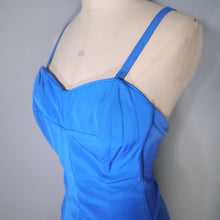 Load image into Gallery viewer, 50s / 60s  BRIGHT BLUE ST MICHAEL RUCHED SWIMSUIT - M-L