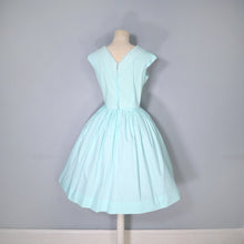 Load image into Gallery viewer, 60s MINT GREEN COTTON DAY DRESS WITH LACE RIBBON BODICE - S