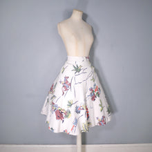 Load image into Gallery viewer, 50s MEXICAN NOVELTY DANCER AND SMOKER PRINT WHITE A-LINE SKIRT - 25-26&quot;