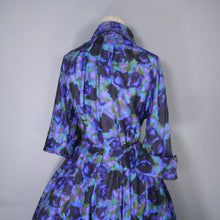 Load image into Gallery viewer, 60s FRED ROTHSCHILD SILKY VIOLET BLUE FULL SKIRTED SHIRT DRESS - S