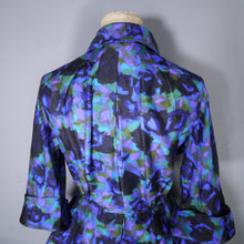 Load image into Gallery viewer, 60s FRED ROTHSCHILD SILKY VIOLET BLUE FULL SKIRTED SHIRT DRESS - S