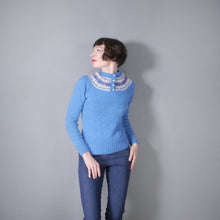 Load image into Gallery viewer, 70s CORNFLOWER BLUE FAIRISLE SHETLAND WOOL JUMPER - S