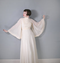 Load image into Gallery viewer, 70s CREAM COLOURED FESTIVAL / BOHEMIAN MAXI DRESS WITH ANGEL SLEEVE - S