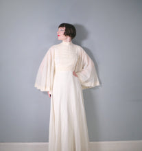 Load image into Gallery viewer, 70s CREAM COLOURED FESTIVAL / BOHEMIAN MAXI DRESS WITH ANGEL SLEEVE - S