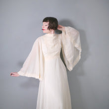 Load image into Gallery viewer, 70s CREAM COLOURED FESTIVAL / BOHEMIAN MAXI DRESS WITH ANGEL SLEEVE - S