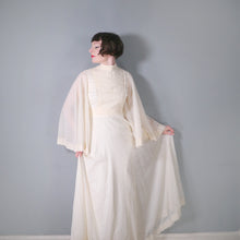 Load image into Gallery viewer, 70s CREAM COLOURED FESTIVAL / BOHEMIAN MAXI DRESS WITH ANGEL SLEEVE - S