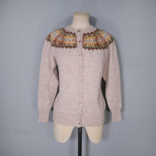 Load image into Gallery viewer, 70s HANDKNIT SHETLAND WOOL BROWN FAIRISLE CARDIGAN - M