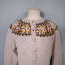 Load image into Gallery viewer, 70s HANDKNIT SHETLAND WOOL BROWN FAIRISLE CARDIGAN - M