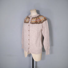 Load image into Gallery viewer, 70s HANDKNIT SHETLAND WOOL BROWN FAIRISLE CARDIGAN - M