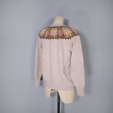 Load image into Gallery viewer, 70s HANDKNIT SHETLAND WOOL BROWN FAIRISLE CARDIGAN - M