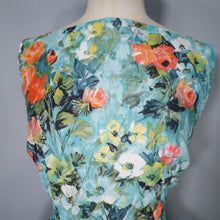 Load image into Gallery viewer, 50s 60s ROMANTIC FLORAL GREEN ORANGE HANDMADE COTTON DRESS - S