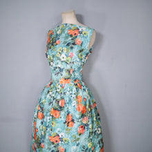 Load image into Gallery viewer, 50s 60s ROMANTIC FLORAL GREEN ORANGE HANDMADE COTTON DRESS - S