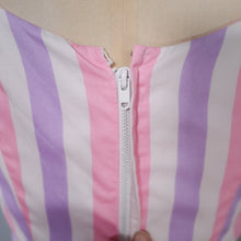 Load image into Gallery viewer, 50s DROPWAISTED PASTEL PINK AND PURPLE CANDY STRIPE COTTON DRESS - XS