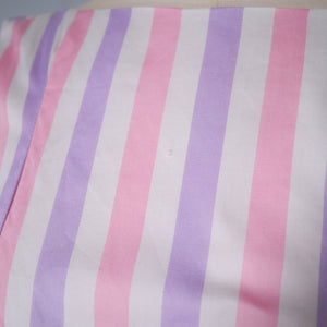 50s DROPWAISTED PASTEL PINK AND PURPLE CANDY STRIPE COTTON DRESS - XS