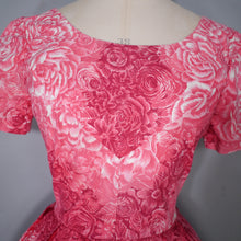 Load image into Gallery viewer, 50s HANDMADE SHADED PINK ROSE FLORAL PRINT COTTON DAY DRESS - XS