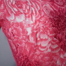 Load image into Gallery viewer, 50s HANDMADE SHADED PINK ROSE FLORAL PRINT COTTON DAY DRESS - XS