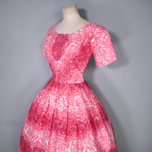 Load image into Gallery viewer, 50s HANDMADE SHADED PINK ROSE FLORAL PRINT COTTON DAY DRESS - XS