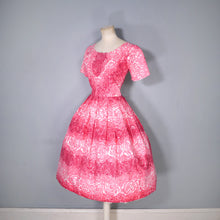 Load image into Gallery viewer, 50s HANDMADE SHADED PINK ROSE FLORAL PRINT COTTON DAY DRESS - XS