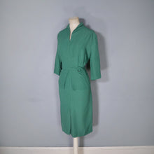 Load image into Gallery viewer, 40s GREEN DRESS WITH PEPLUM AND WAIST BUCKLE AND STRAP DESIGN - M-L