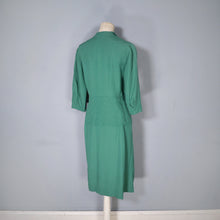 Load image into Gallery viewer, 40s GREEN DRESS WITH PEPLUM AND WAIST BUCKLE AND STRAP DESIGN - M-L