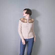 Load image into Gallery viewer, 70s HANDKNIT SHETLAND WOOL BROWN FAIRISLE CARDIGAN - M