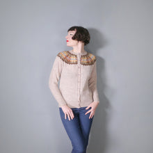 Load image into Gallery viewer, 70s HANDKNIT SHETLAND WOOL BROWN FAIRISLE CARDIGAN - M