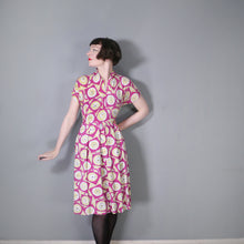 Load image into Gallery viewer, 40s DARK PINK NOVELTY CLOCK FACE PRINT DRESS - XS