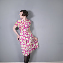 Load image into Gallery viewer, 40s DARK PINK NOVELTY CLOCK FACE PRINT DRESS - XS